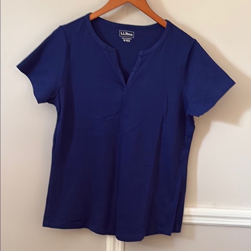 L.L. Bean Blue Notch Neck T-Shirt